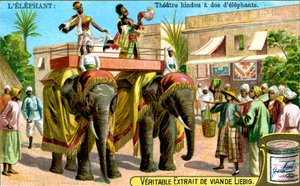 Hindu-Theater auf den Rücken von Elefanten, ca. 1900 von Unbekannt