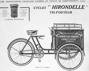 Hirondelle Saint Etienne Lieferdreirad Werbung, 20. Jahrhundert