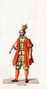 Zepterträger, Kostümentwurf für Shakespeares Stück, Heinrich VIII, 19. Jahrhundert