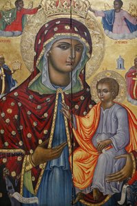 Grabeskirche, griechisch-orthodoxes Katholikon, Ikone der Jungfrau Maria und des Kindes, Jerusalem, Israel