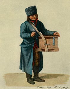 Hakenharfe und Drehorgel. Arten von Prager Musikern, 1948 von Unbekannt