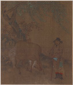 Pferd und Stallbursche unter einer Weide, möglicherweise Ming-Dynastie, 1368-1644