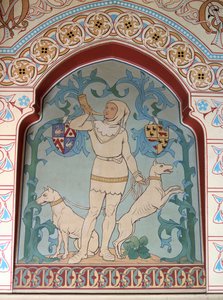 Jäger und Hunde Design im grünen Raum, 1868