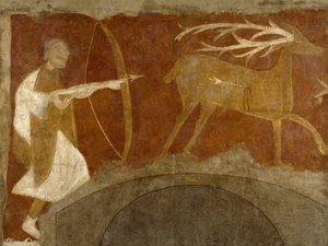 Jagdszene, erste Hälfte des 12. Jahrhunderts, möglicherweise 1129-34