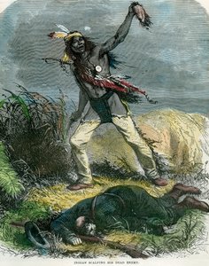 Indianer skalpiert seinen toten Feind, 19. Jahrhundert von Unbekannt