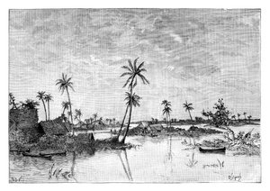 Indische Siedlung auf den Inseln der San Blas Bucht, ca. 1890 von Unbekannt