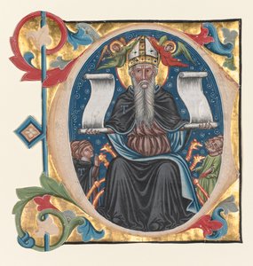 Initiale C aus einem Choralbuch: St. Antonius mit Antoniterbrüdern, ca. 1400-1440