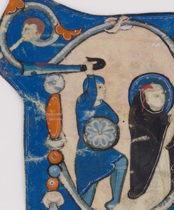 Initiale P mit dem Martyrium des Heiligen Peter Martyr, zweite Hälfte des 13. Jahrhunderts