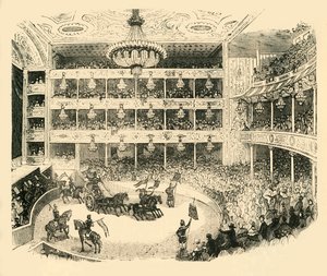 Innenansicht des Astleys Amphitheaters im Jahr 1843, ca. 1878
