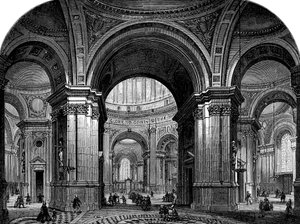Innenraum der St. Pauls Kathedrale, London, zweiter Entwurf, 17. Jahrhundert 1882