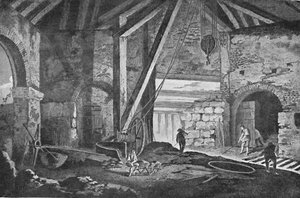 Innenansicht eines Schmelzhauses in Broseley, Shropshire, 1788, 1904 von Unbekannt