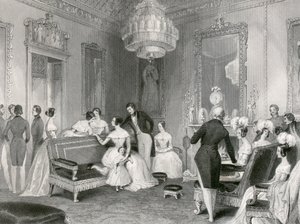 Innenraum des Gelben Salons, Buckingham Palace, London, 1840