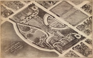 Isometrische Ansicht des Präsidentenhauses, der umliegenden öffentlichen Gebäude und Privatresidenzen: [Washington D.C.] von Unbekannt