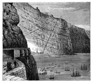 Jacobs Leiter führt zur Mundens Batterie, Jamestown, St. Helena, um 1890