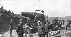 Japanische Haubitzenbatterie vor Port Arthur, Russisch-Japanischer Krieg, 1904-5 von Unbekannt