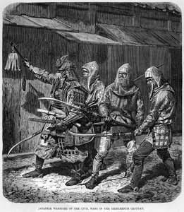 Japanische Krieger der Bürgerkriege im dreizehnten Jahrhundert, um 1875