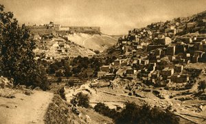 Jerusalem - Tal von Kidron, Siloam und Stadtmauer, ca. 1918-1939