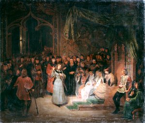 Johanna von Orléans vor König Karl VII. in Chinon, Februar 1429, um 1811-1858 von Unbekannt