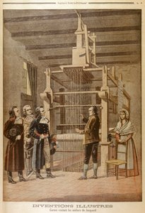 Joseph Marie Jacquard zeigt seinen Webstuhl Lazare Carnot, Lyon, Frankreich, 1801 von Unbekannt