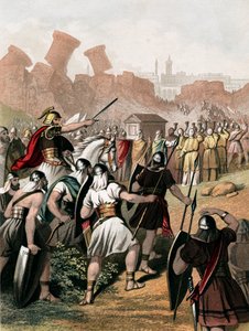 Josua spornt seine Armee vor den Mauern von Jericho an, um 1860 von Unbekannt
