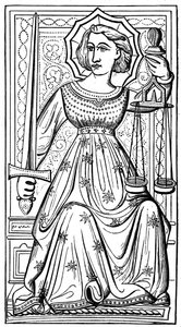 Gerechtigkeit, Tarotkarte, 14. Jahrhundert, 1870