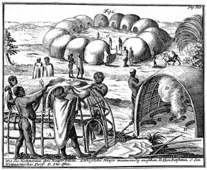 Khoikhoi Hütten und Kraal, Südafrika, 1931 von Unbekannt