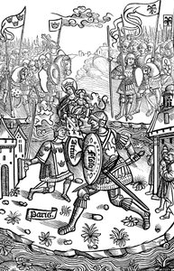 König Artus kämpft gegen einen Riesen von Unbekannt