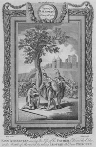 König Athelstan rettet das Leben seines Vaters, Edward der Ältere in der Schlacht von Sherwood, ca. 1787 von Unbekannt