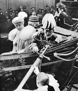 König George V berührt das Stadtschwert, am Temple Bar, London, 1930er Jahre von Unbekannt