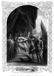 König Johann 1167-1216 unterzeichnet die Magna Carta in Runnymede, 1215