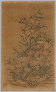 Ko Ssu Panel: Felsen und Narzissen, 1700er - 1800er von Unbekannt