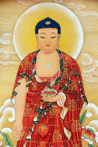 Kong Meng San Phor Kark See Kloster. Shakyamuni-Buddha-Gemälde, 20160819, Singapur von Unbekannt
