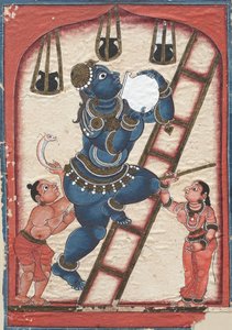 Krishna stiehlt Quark, späte 1700er von Unbekannt