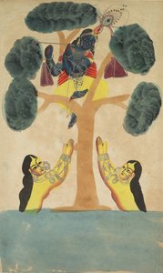 Krishna stiehlt die Kleider der Kuhmädchen Gopis, 1800er Jahre von Unbekannt