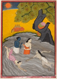 Krishna spielt mit den Gopis in der Jumna, ca. 1770 von Unbekannt