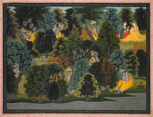 Krishnas Sehnsucht nach Radha, aus dem Gita Govinda von Jayadeva, ca. 1820-1825 von Unbekannt