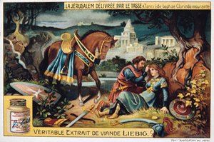 La Jerusalem deliveree par le Tasse, Tancrede tauft die sterbende Clorinde. 19. Jahrhundert von Unbekannt