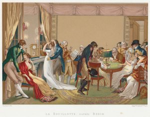 Damen und Herren spielen La Bouillotte, Frankreich, ca. 1804-1814 von Unbekannt