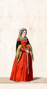 Hofdame, Kostümentwurf für Shakespeares Stück Heinrich VIII von Unbekannt