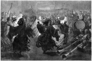 Lama-Tanz in Jummoo, aufgeführt vor dem Prinzen von Wales, 1876 von Unbekannt