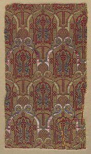 Lampas mit Palmettenbögen mit Alhambra-Wandmuster, 1300er Jahre