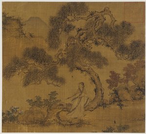Landschaft: ein Mann unter einer Kiefer, Ming-Dynastie, 1368-1644 von Unbekannt