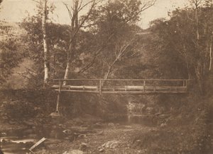 Landschaft mit Bäumen und Brücke, um 1850 von Unbekannt