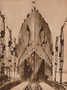 Stapellauf des Cunard-Ozeandampfers `Queen Mary`, 1934-1935 von Unbekannt