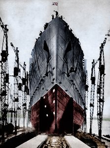 Stapellauf des Cunard-Ozeandampfers 
