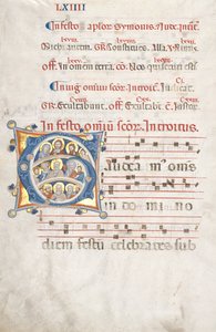 Blatt aus einem Graduale: Initiale G mit Christus, der Jungfrau und Aposteln, ca. 1300 von Unbekannt
