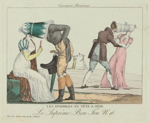 Les Invisibles en tête-à-tête Tête-à-Tête mit Poke-Bonnets, ca. 1805