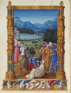 Les Très Riches Heures des Herzogs von Berry, Folio 133v - Die Enthüllung des Wahren Kreuzes von Unbekannt