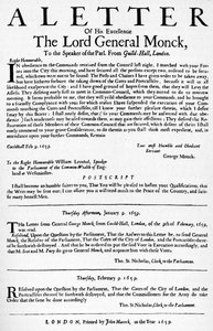 Brief von General Monck an den Sprecher des Unterhauses, 1659 1903