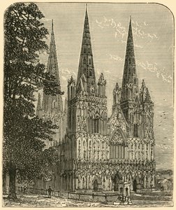 Lichfield Kathedrale - Die Westfront, 1898